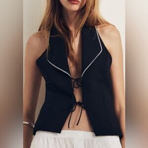Nwt-Zara- CONTRAST TIED HALTER TOP-XXL